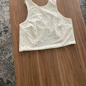 Elegant Cream Eyelet Crop Top